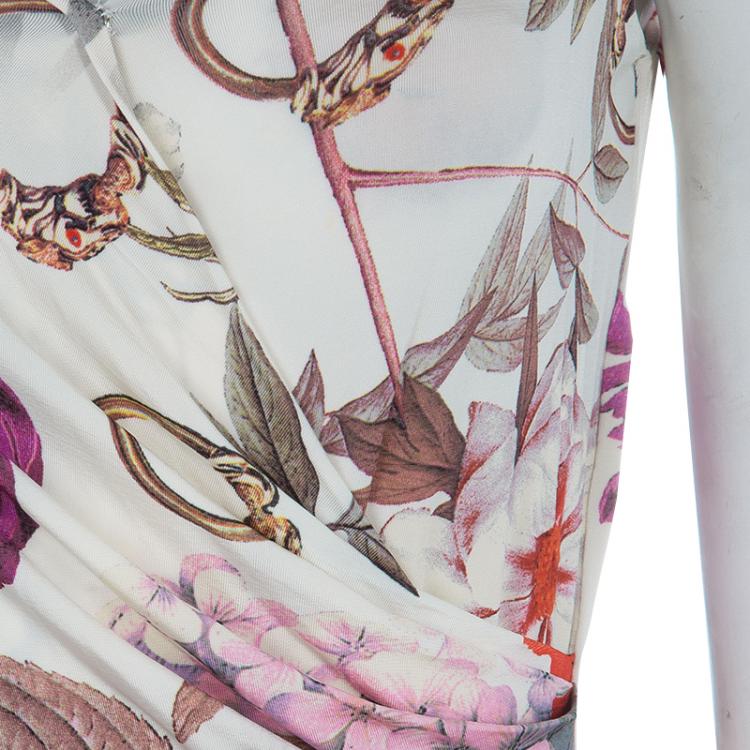 Pre Owned Class by Roberto Cavalli Floral Print Noodle Strap Tiered Maxi Dress M