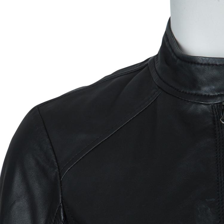 Pre Owned Class by Roberto Cavalli Black Eyelet Detail Leather Jacket M