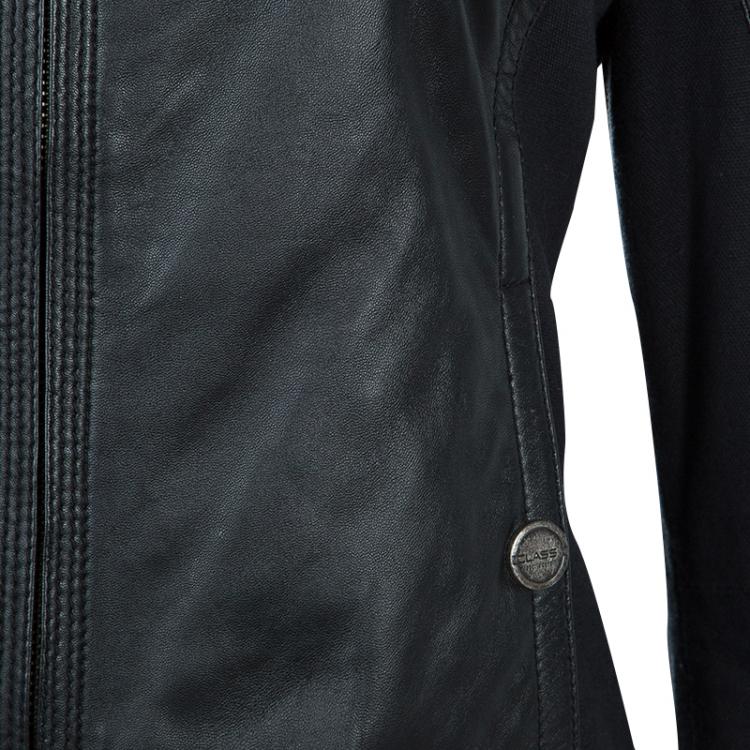 Pre Owned Class by Roberto Cavalli Black Eyelet Detail Leather Jacket M