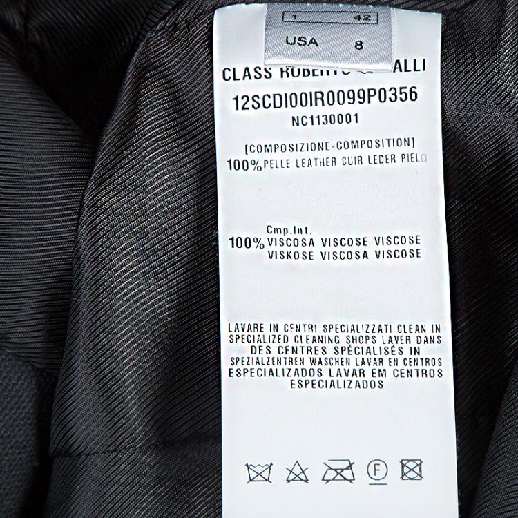 Pre Owned Class by Roberto Cavalli Black Eyelet Detail Leather Jacket M