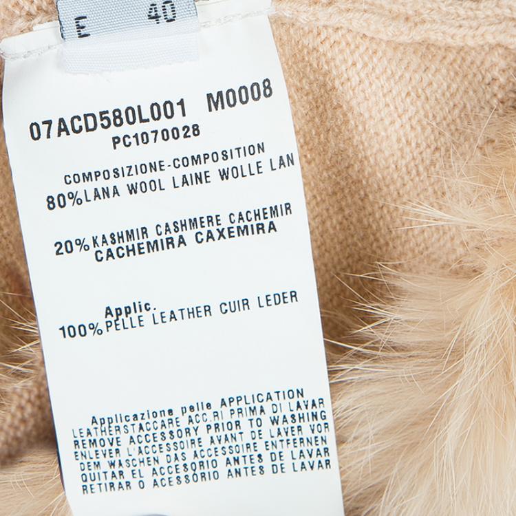 Pre Owned Class by Roberto Cavalli Beige Fur Trim Wool Cardigan M
