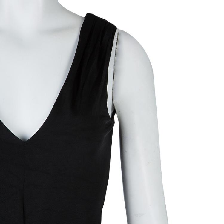 Pre Owned Class By Roberto Cavalli Black Knit Ruched Waist Sleeveless Maxi Dress S