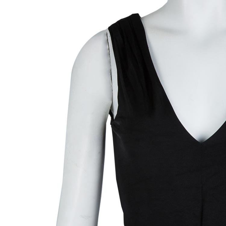 Pre Owned Class By Roberto Cavalli Black Knit Ruched Waist Sleeveless Maxi Dress S