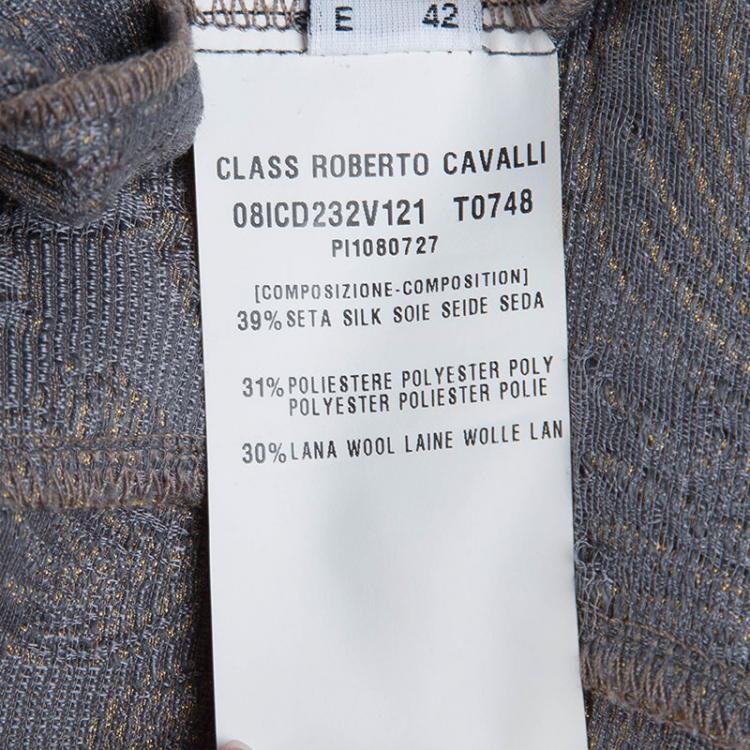 Pre Owned Class by Roberto Cavalli Multicolor Floral Brocade and Lace Belted Sleevless Dress M             