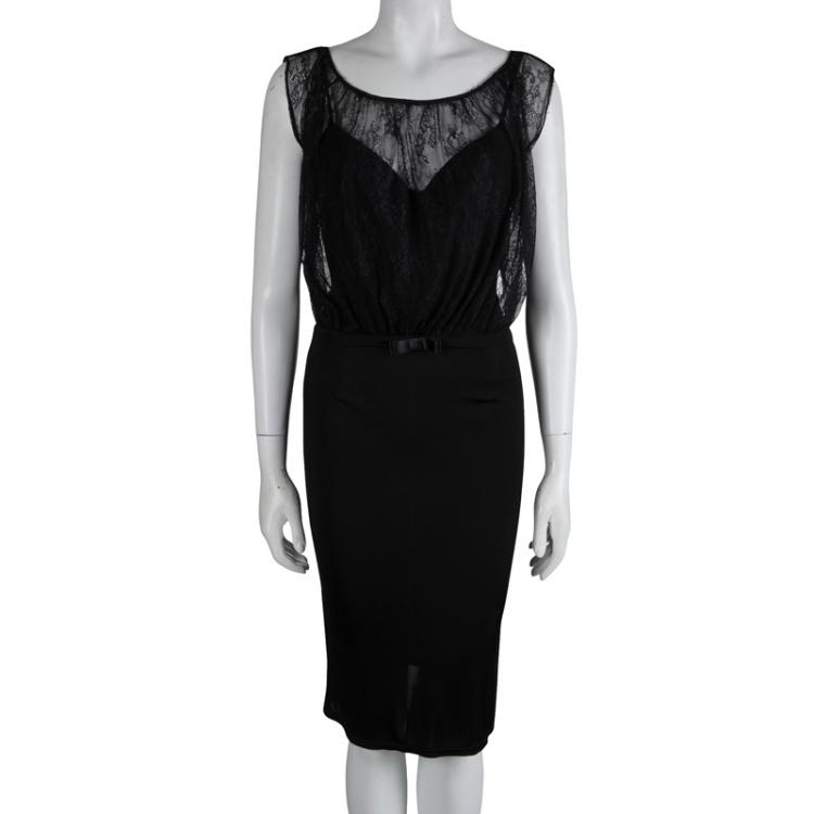 Pre Owned Class By Roberto Cavalli Black Lace Detail Sleeveless Dress M