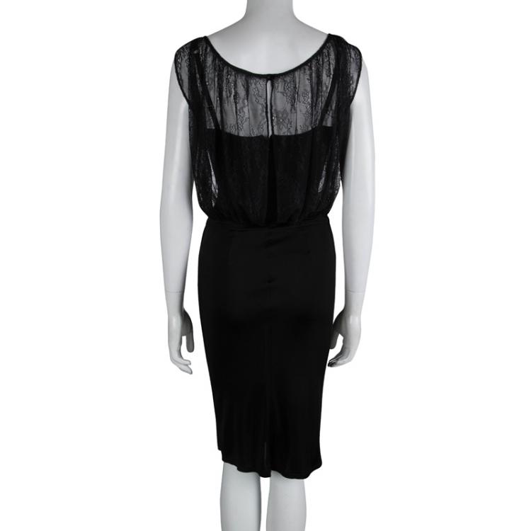 Pre Owned Class By Roberto Cavalli Black Lace Detail Sleeveless Dress M