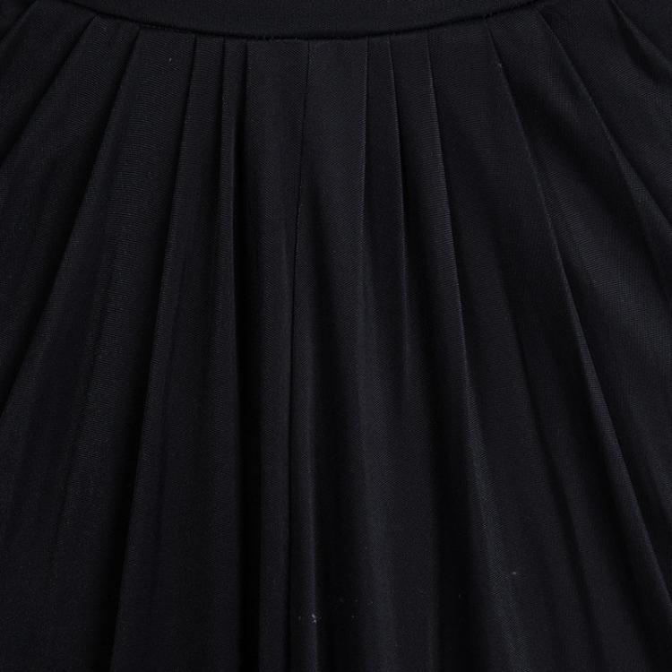 Pre Owned Class by Roberto Cavalli Navy Blue Floral Printed Knit Draped Maxi Skirt M