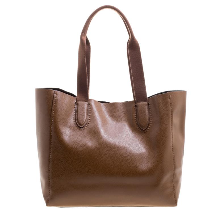 Pre Owned Coach Brown Pebbled Leather Derby Tote