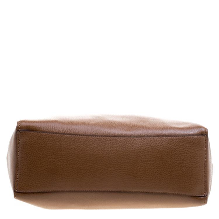 Pre Owned Coach Brown Pebbled Leather Derby Tote