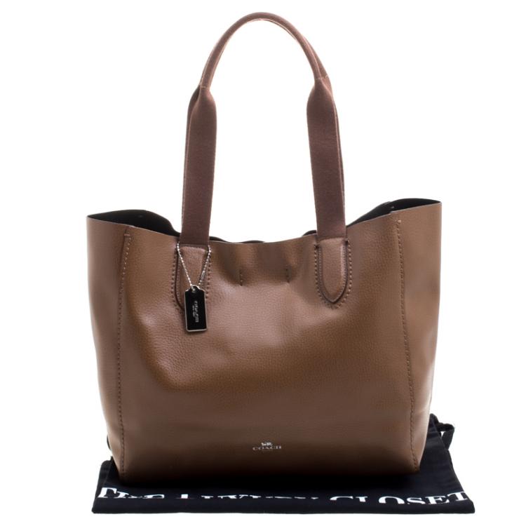 Pre Owned Coach Brown Pebbled Leather Derby Tote