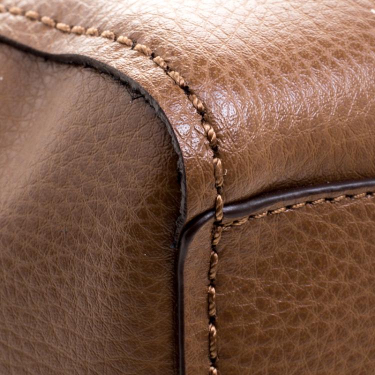 Pre Owned Coach Brown Pebbled Leather Derby Tote