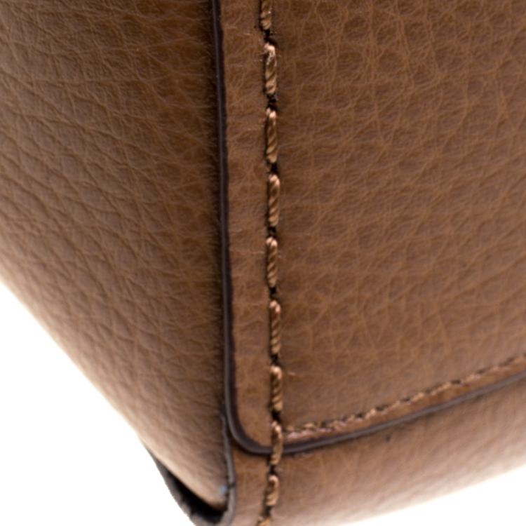 Pre Owned Coach Brown Pebbled Leather Derby Tote