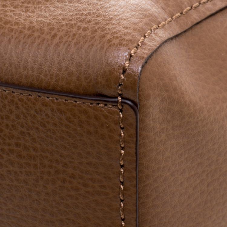 Pre Owned Coach Brown Pebbled Leather Derby Tote