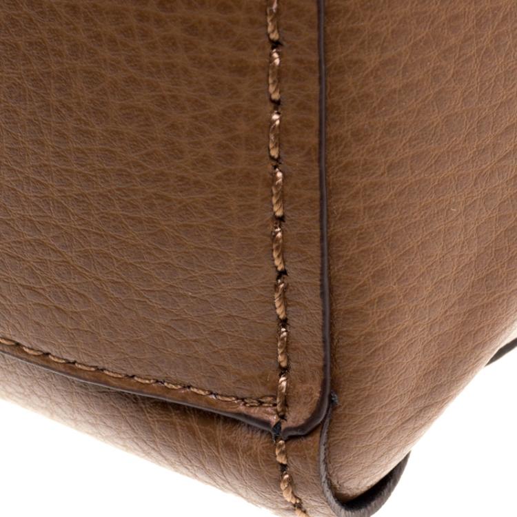 Pre Owned Coach Brown Pebbled Leather Derby Tote