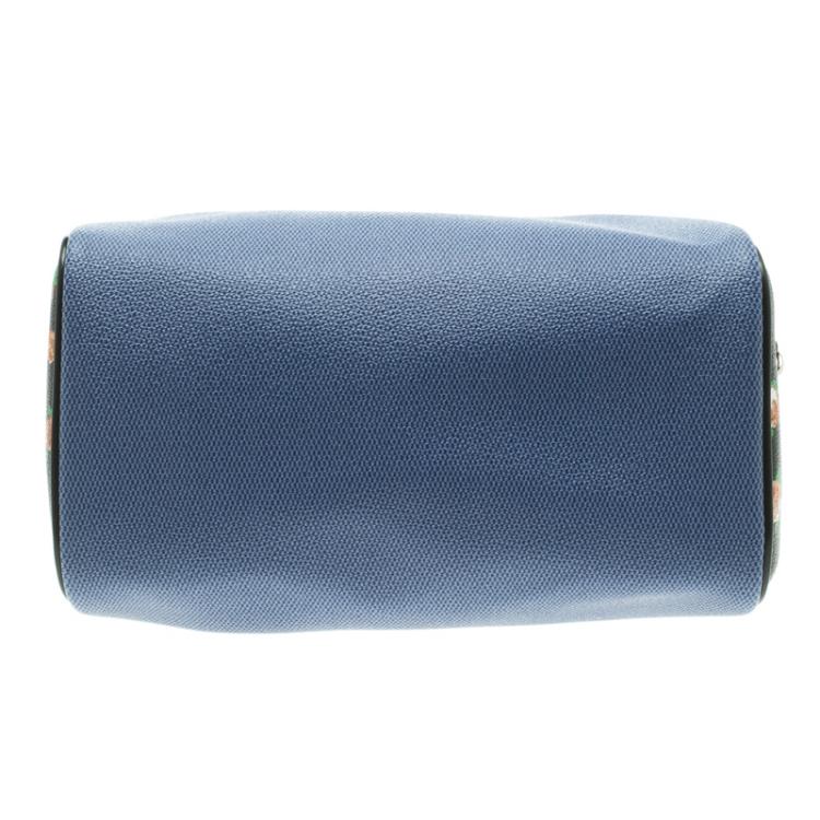 Pre Owned Coach Blue/Black Denim Effect Coated Canvas Mini Bennett Satchel
