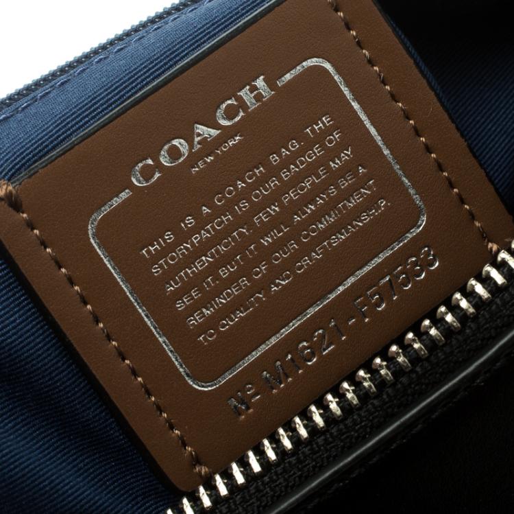 Pre Owned Coach Blue/Black Denim Effect Coated Canvas Mini Bennett Satchel
