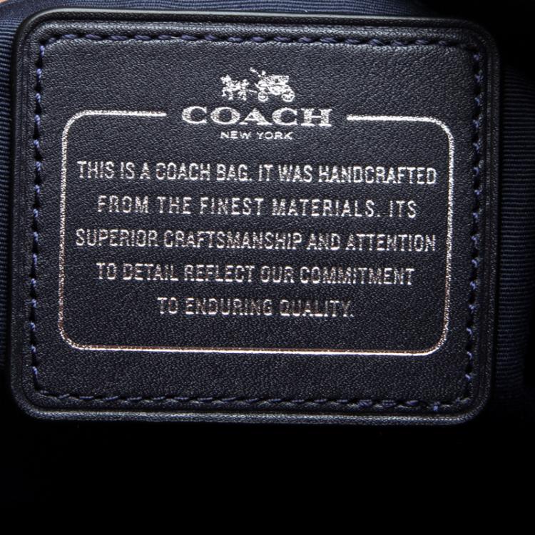 Pre Owned Coach Navy Blue Iridescent Python Embossed Leather Tote