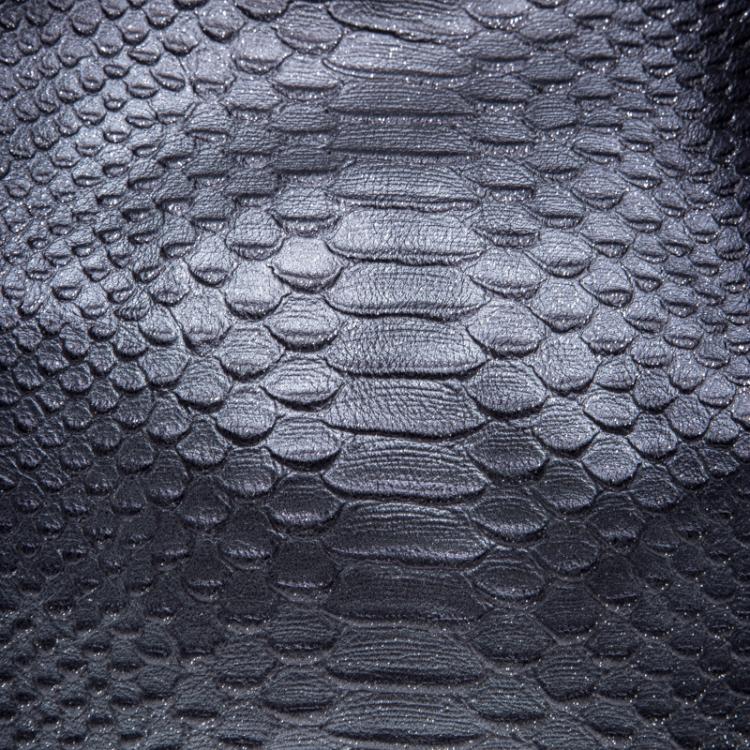 Pre Owned Coach Dark Grey Iridescent Python Embossed Leather Tote