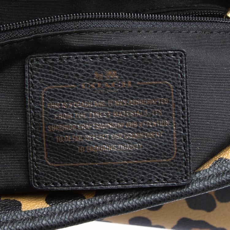 Pre Owned Coach Leopard Print Coated Canvas City Zip Tote