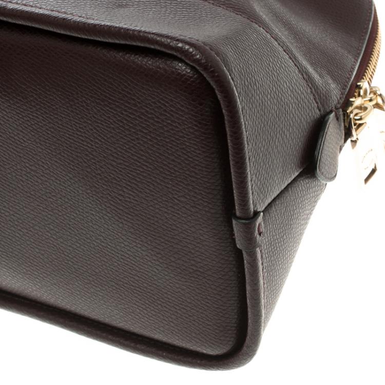Pre Owned Coach Burgundy Leather Cora Dome Satchel