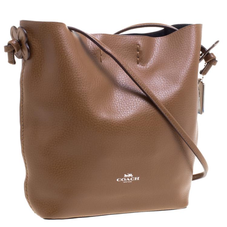 Pre Owned Coach Brown Leather Derby Crossbody Bag