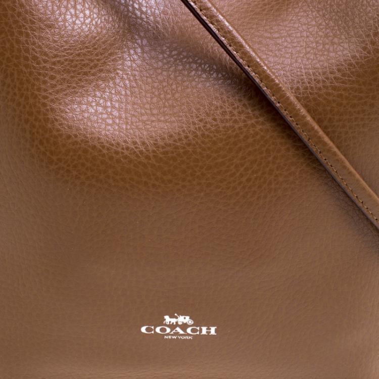 Pre Owned Coach Brown Leather Derby Crossbody Bag