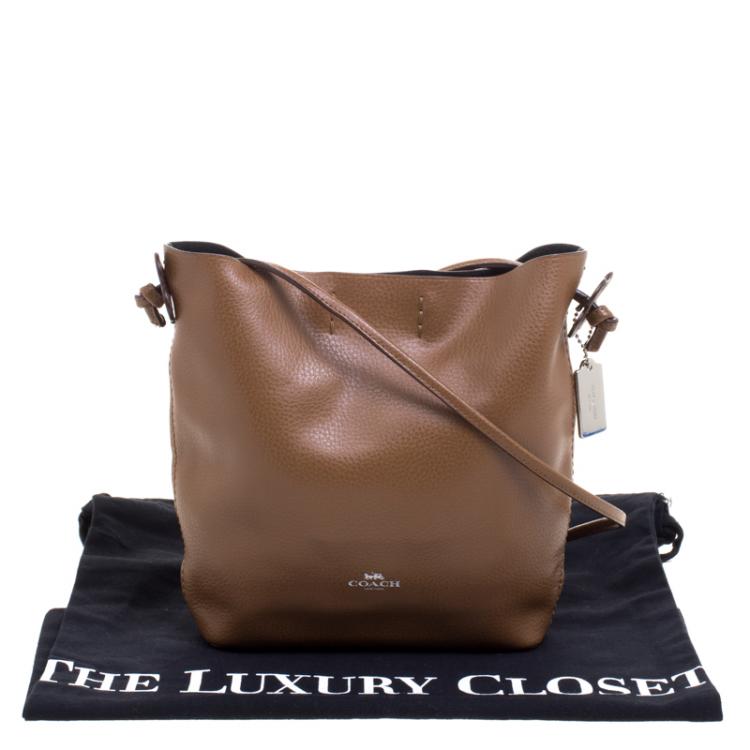 Pre Owned Coach Brown Leather Derby Crossbody Bag