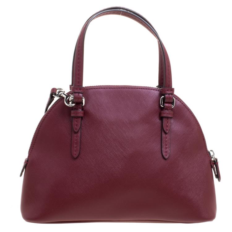 Pre Owned Coach Burgundy Leather Small Peyton Satchel