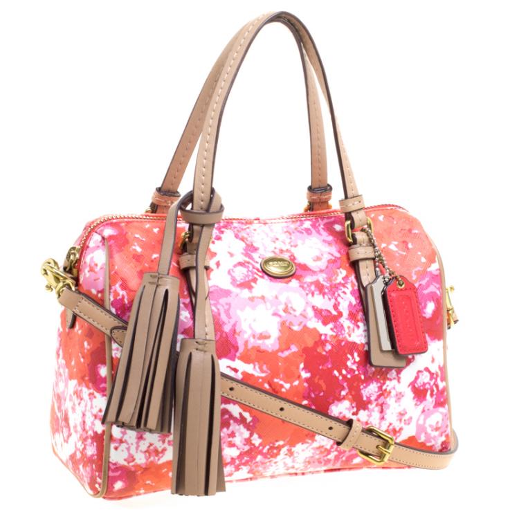 Pre Owned Coach Multicolor Floral Print Coated Canvas Mini Bennett Satchel