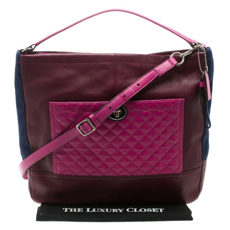 Pre Owned Coach Multicolor Leather and Suede Colorblock Park Hobo