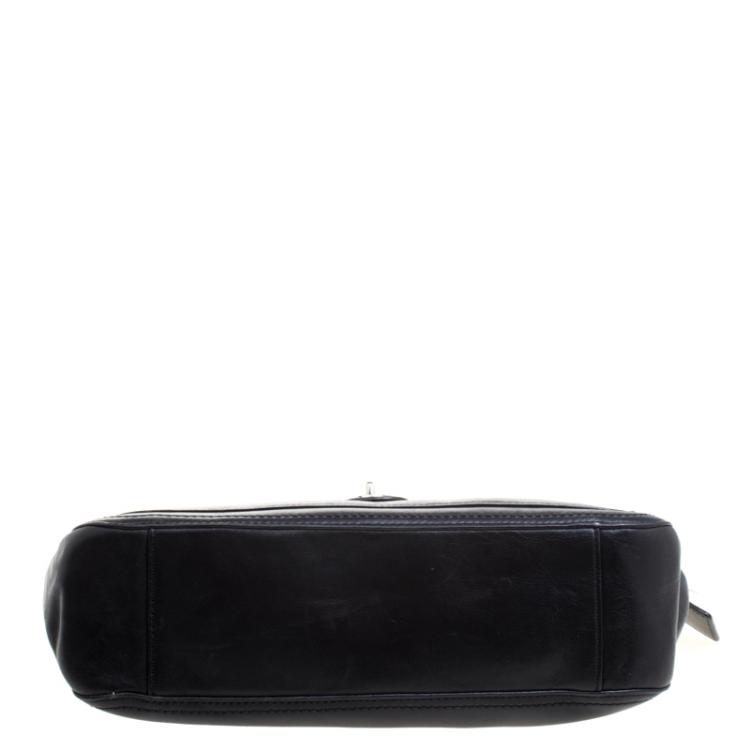 Pre Owned Coach Black Leather Turnlock Shoulder Bag