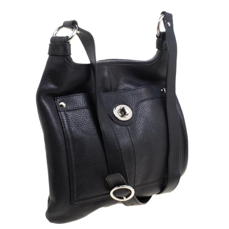 Pre Owned Coach Black Leather Turnlock Crossbody Bag