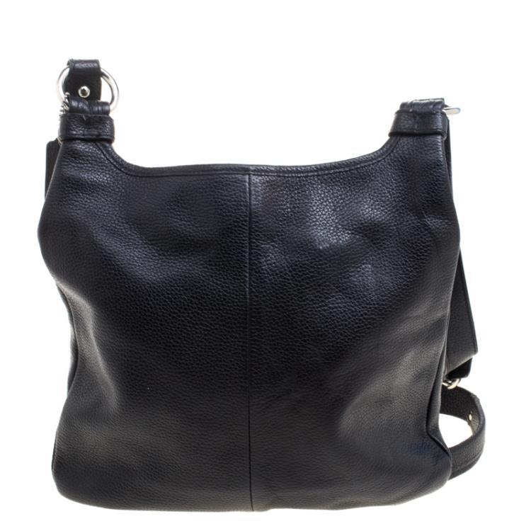 Pre Owned Coach Black Leather Turnlock Crossbody Bag