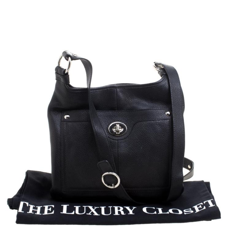 Pre Owned Coach Black Leather Turnlock Crossbody Bag