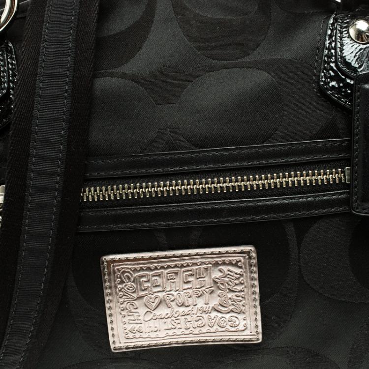 Pre Owned Coach Black Signature Canvas Poppy Satchel