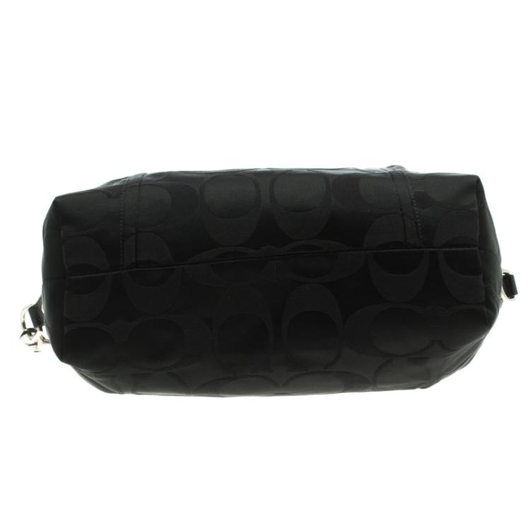 Pre Owned Coach Black Signature Canvas Poppy Satchel
