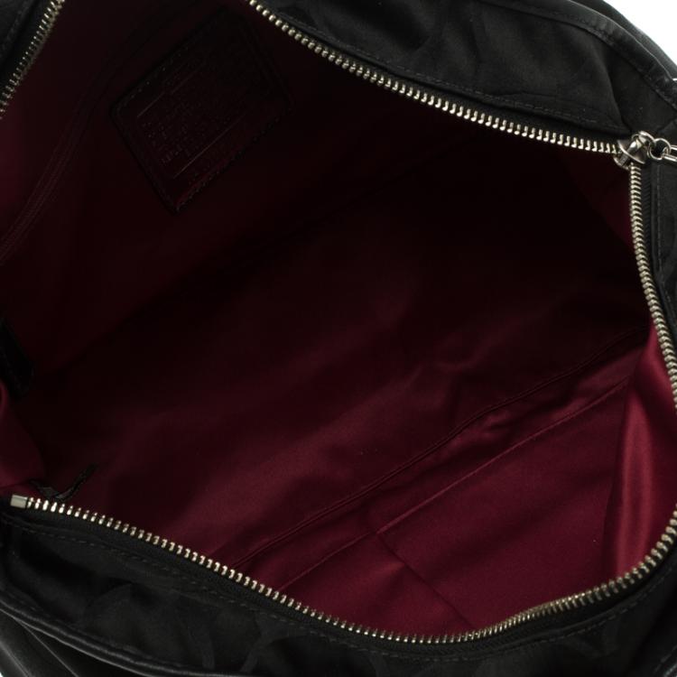 Pre Owned Coach Black Signature Canvas Poppy Satchel