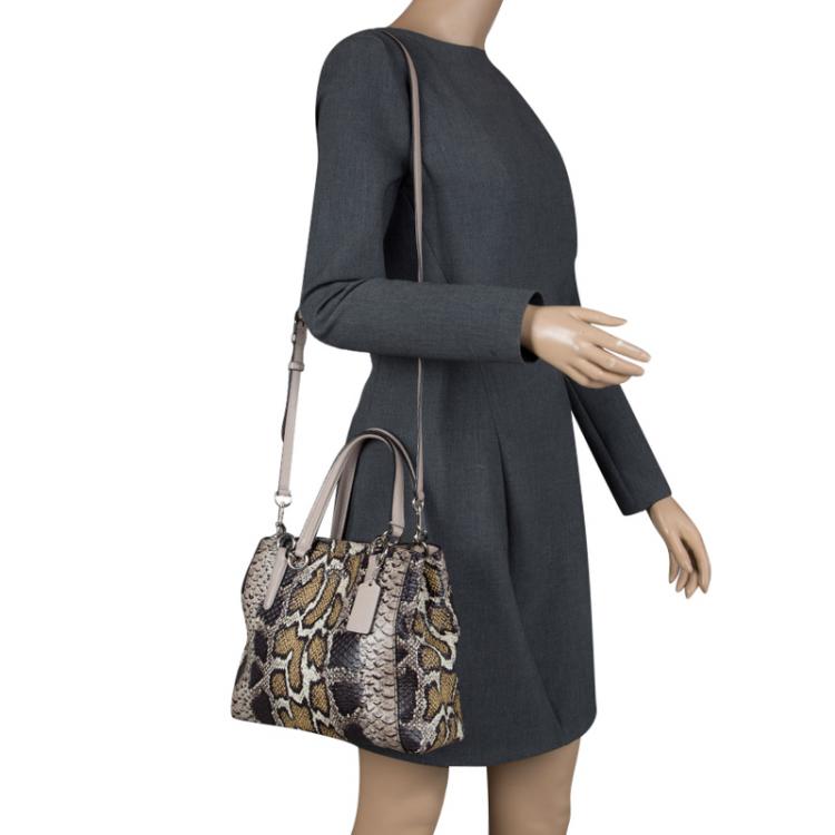 Pre Owned Coach Multicolor Python Embossed Leather Convertible Tote