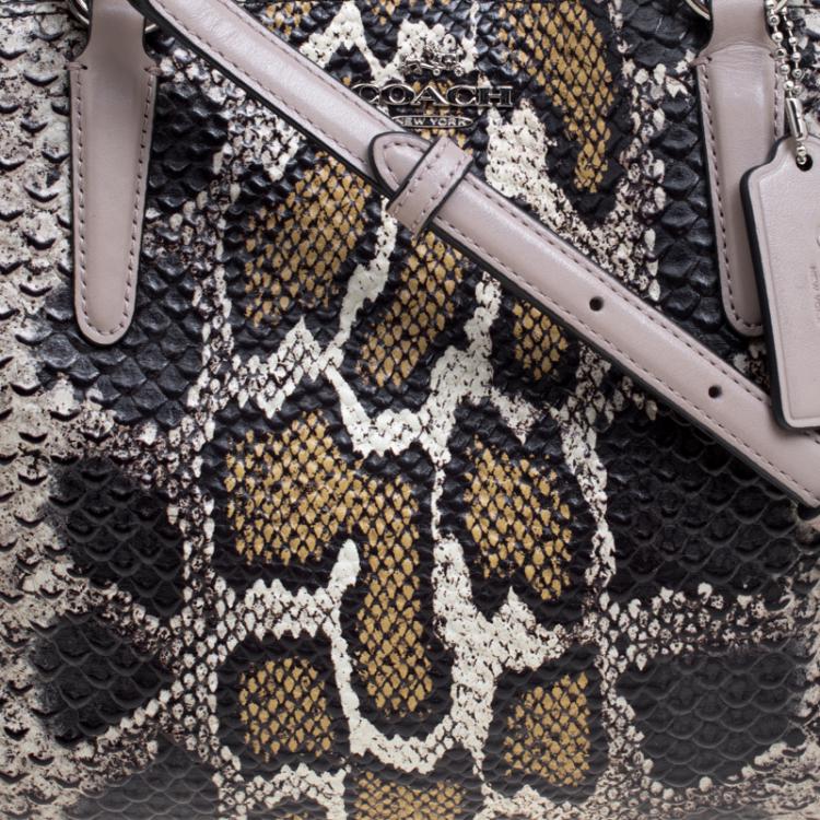 Pre Owned Coach Multicolor Python Embossed Leather Convertible Tote