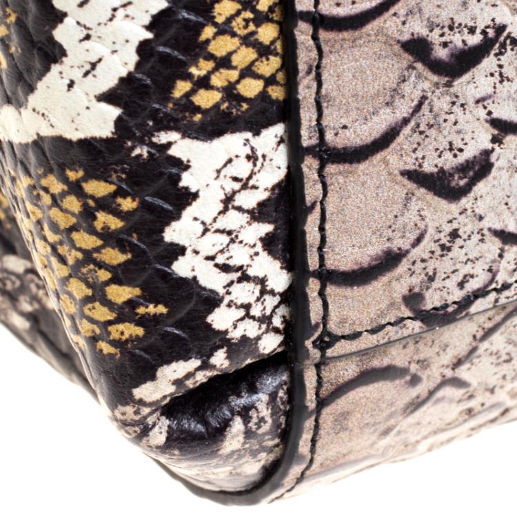 Pre Owned Coach Multicolor Python Embossed Leather Convertible Tote