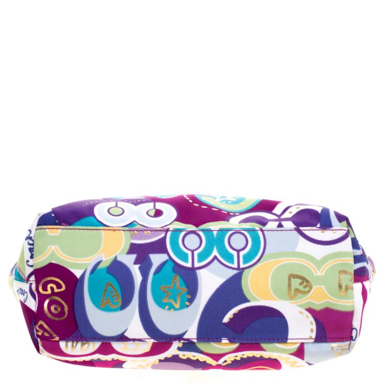 Pre Owned Coach Multicolor Canvas Poppy Tote