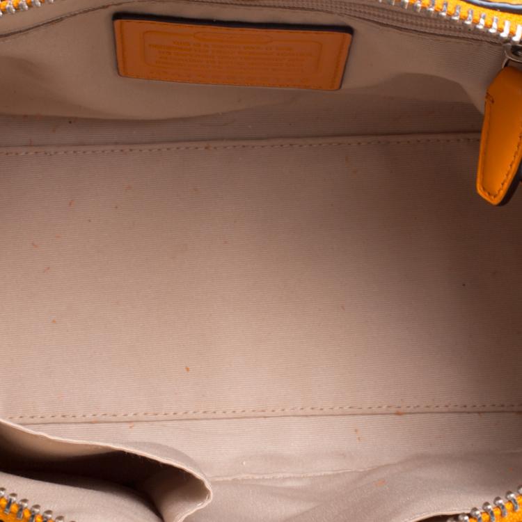 Pre Owned Coach Orange Pebbled Leather Mini Preston Satchel