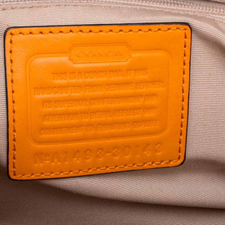 Pre Owned Coach Orange Pebbled Leather Mini Preston Satchel