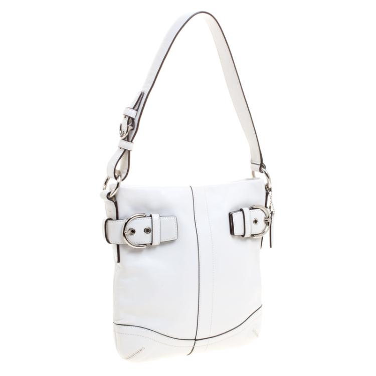 Pre Owned Coach White Leather Hobo