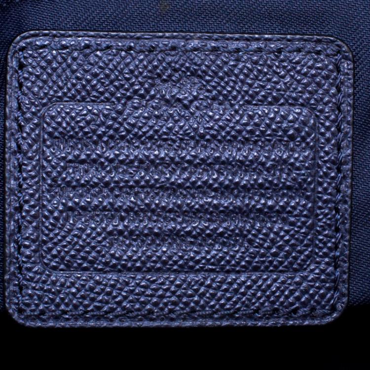 Pre Owned Coach Dark Blue Crossgrain Leather Turnlock Tote