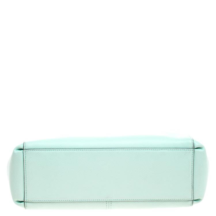 Pre Owned Coach Mint Green Leather Stanton Top Handle Bag
