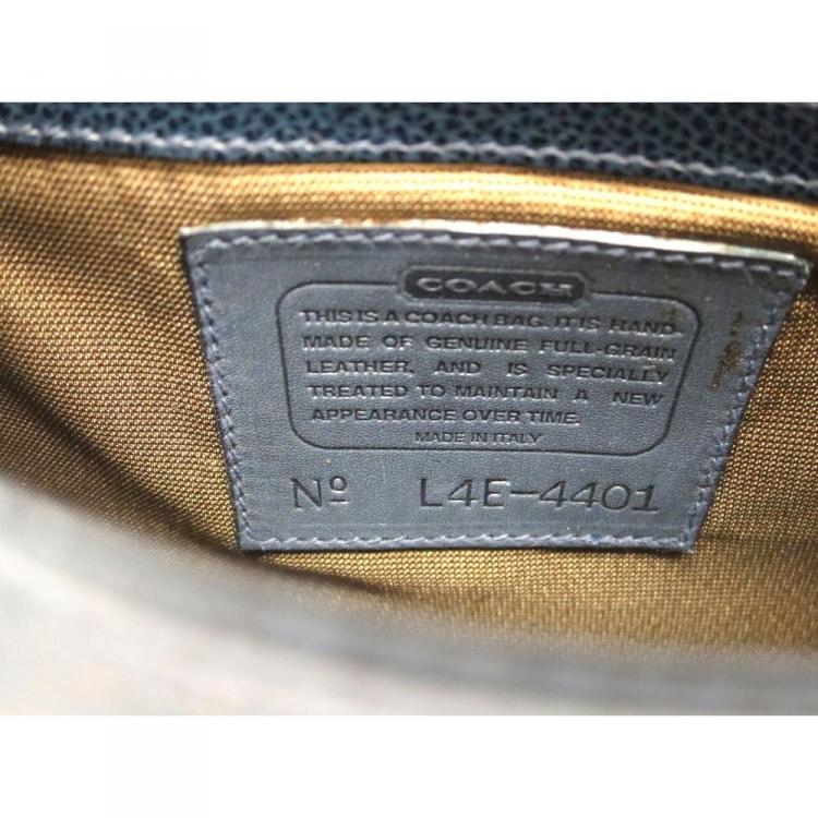 Pre Owned Coach Navy Blue Pebbled Leather Shoulder Bag