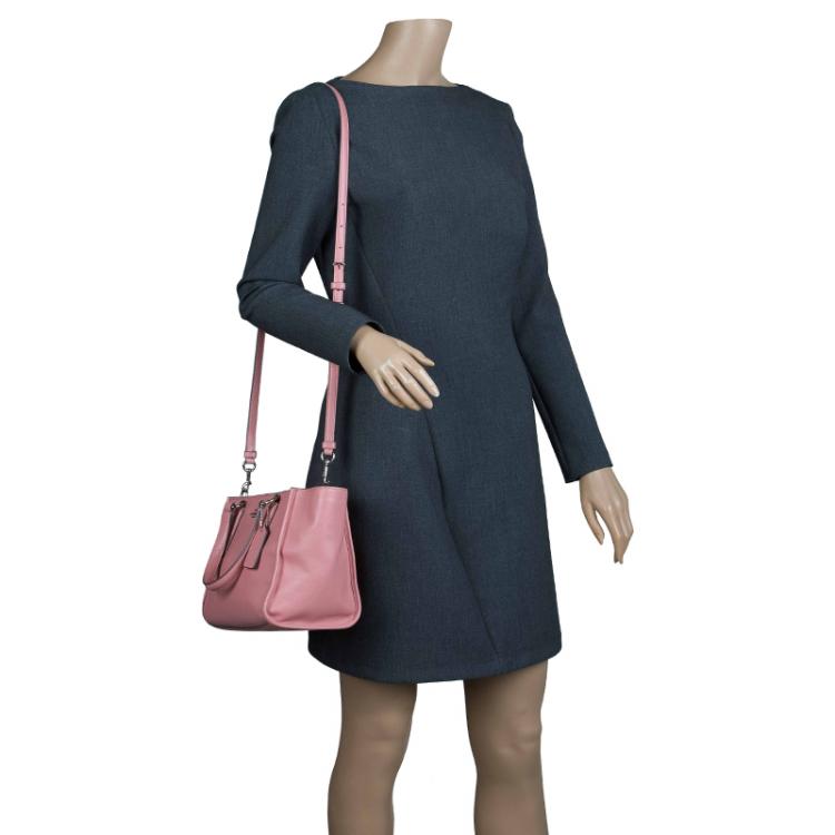 Pre Owned Coach Pink Leather Caryall Top Handle Bag