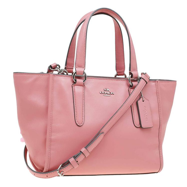 Pre Owned Coach Pink Leather Caryall Top Handle Bag