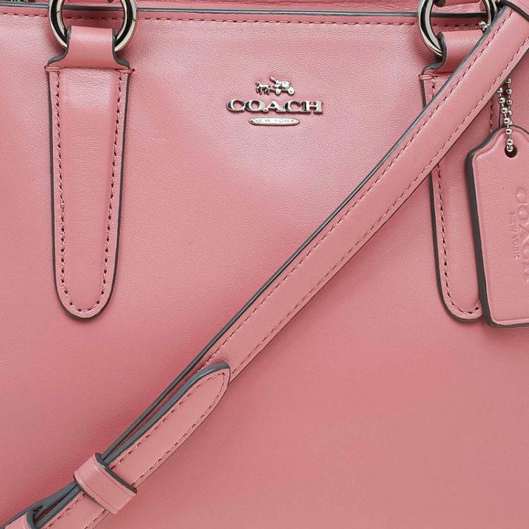 Pre Owned Coach Pink Leather Caryall Top Handle Bag